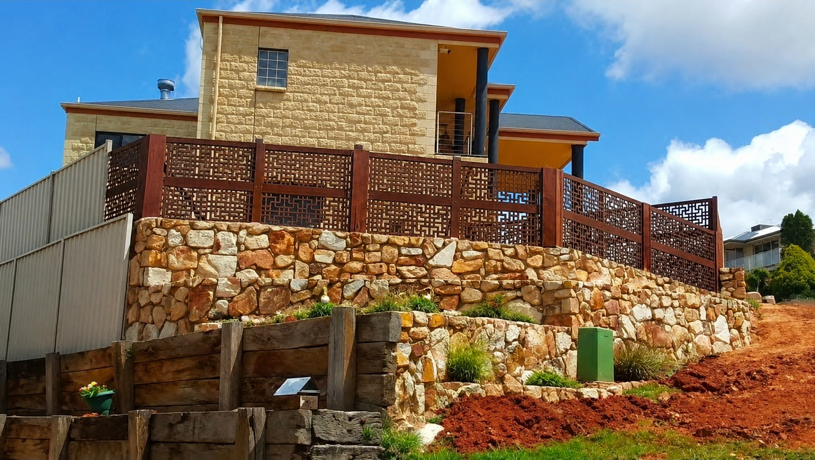 Stone Retaining Wall & Screening