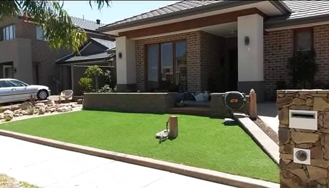 Stone Letterbox & Front Lawn