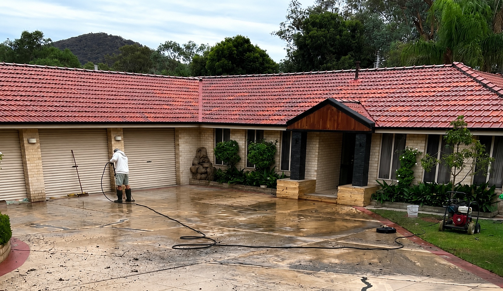 Pressure Washing In Progress